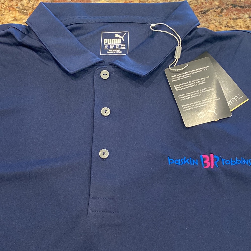 Men’s XXL PUMA Icon Golf Polo in Peacoat, New w/Tags, Baskin31Robbins Promo item